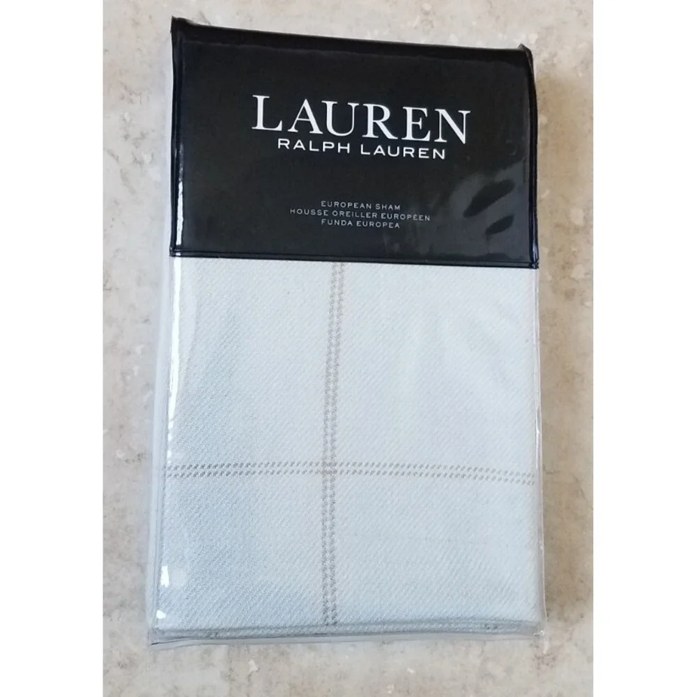 Ralph Lauren JULIANNE‎ Windowpane European Euro Sham 26x26 Sage NEW